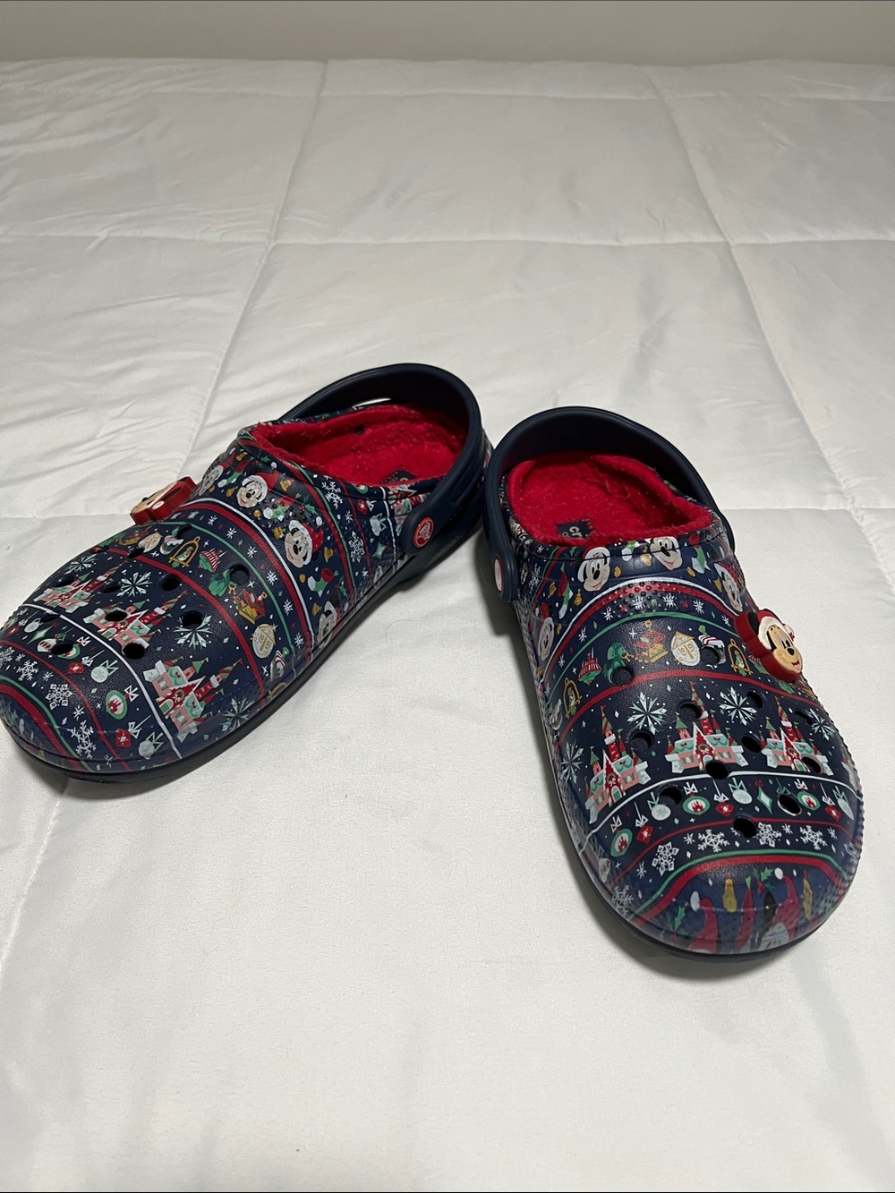 Disney Navy Red Mickey Holiday Clog Slip-Ons